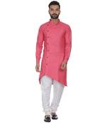 Pink Plain Cotton Kurta Pajama