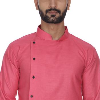Pink Plain Cotton Kurta Pajama 5