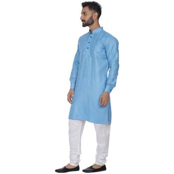 Blue Plain Cotton Kurta Pajama 2