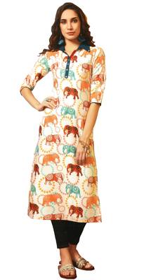 White Rayon Long Kurtis 1