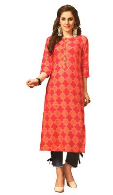 Red Rayon Long Kurtis 1