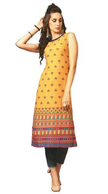 Yellow Rayon Long Kurtis 1