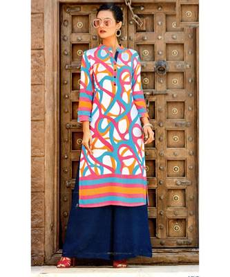 Blue Rayon Long Kurtis 1
