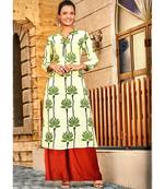 Cream Rayon Long Kurtis