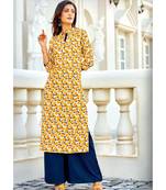 Yellow Rayon Long Kurtis