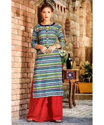 Blue Rayon Long Kurtis 1