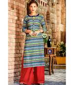 Blue Rayon Long Kurtis