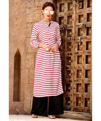 Pink Rayon Long Kurtis 1
