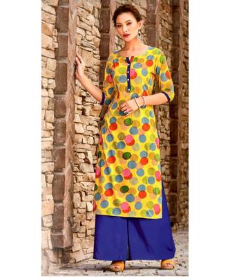 Yellow Rayon Long Kurtis 1