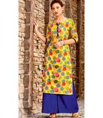 Yellow Rayon Long Kurtis