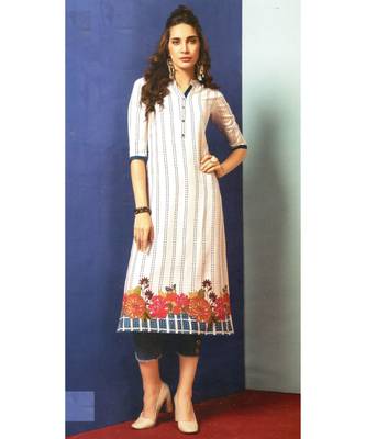 White Rayon Long Kurtis 1