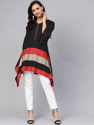 Black plain liva short-kurtis 1