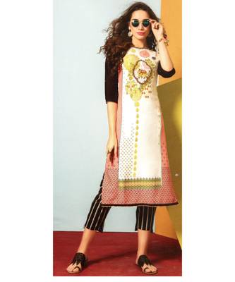 White Rayon Long Kurtis 1