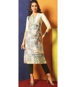 Cream Rayon Long Kurtis