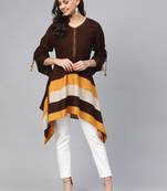 Brown plain liva short-kurtis