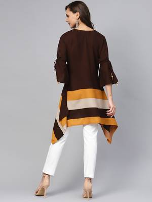 Brown plain liva short-kurtis 2