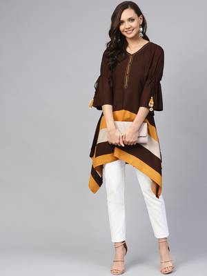 Brown plain liva short-kurtis 4