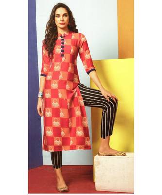 Red Rayon Long Kurtis 1