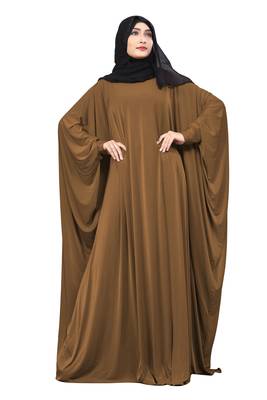 Justkartit Choco Color Plain Free Size Arabic Lycra Abaya With Chiffon Hijab Scarf For Women 1