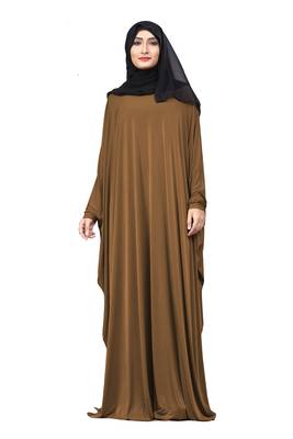 Justkartit Choco Color Plain Free Size Arabic Lycra Abaya With Chiffon Hijab Scarf For Women 2