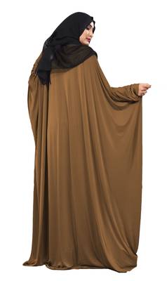 Justkartit Choco Color Plain Free Size Arabic Lycra Abaya With Chiffon Hijab Scarf For Women 4