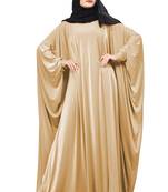 Justkartit Light Beige Color Plain Free Size Arabic Lycra Abaya With Chiffon Hijab Scarf For Women