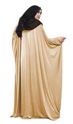 Justkartit Light Beige Color Plain Free Size Arabic Lycra Abaya With Chiffon Hijab Scarf For Women 4
