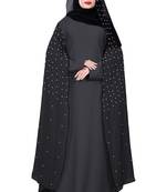 Justkartit Metallic Grey Color Nida + Chiffon Abaya Burka With Hijab Scarf For Women