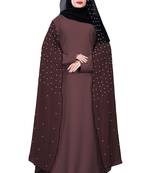 Justkartit Salmon Color Nida + Chiffon Abaya Burka Wth Hijab Scarf For Women