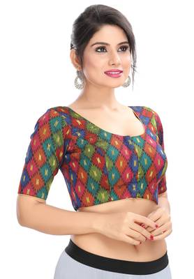 Women's Multicolor Brocade Readymade Padded Saree Blouse 1