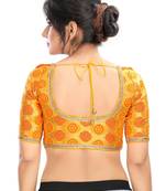 Women's Yellow Brocade Readymade Padded Saree Blouse