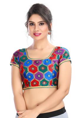 Women's Rama Brocade Readymade Padded Saree Blouse 1