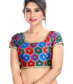 Women's Rama Brocade Readymade Padded Saree Blouse
