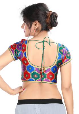 Women's Rama Brocade Readymade Padded Saree Blouse 2