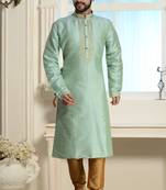 Green Stylish Silk Kurta Set
