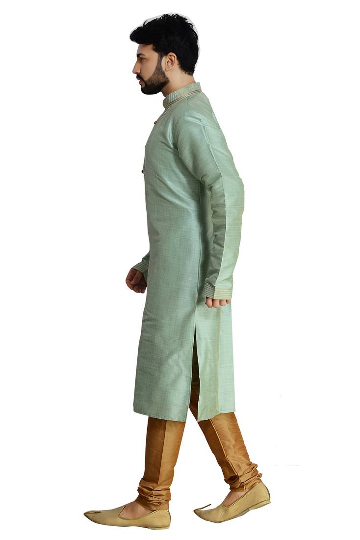 Green Stylish Silk Kurta Set
