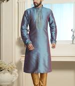 Blue Stylish Silk Kurta Set