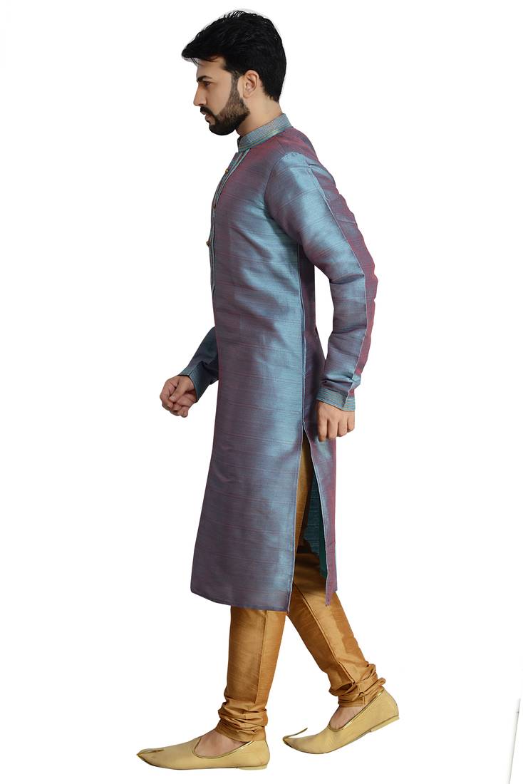 Blue Stylish Silk Kurta Set