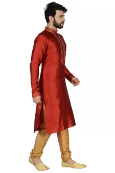 Red Stylish Silk Kurta Set