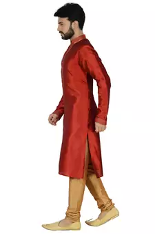 Red Stylish Silk Kurta Set