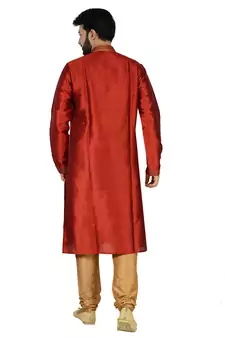 Red Stylish Silk Kurta Set