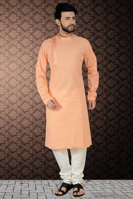 Peach Stylish Embroidery Kurta Set 1