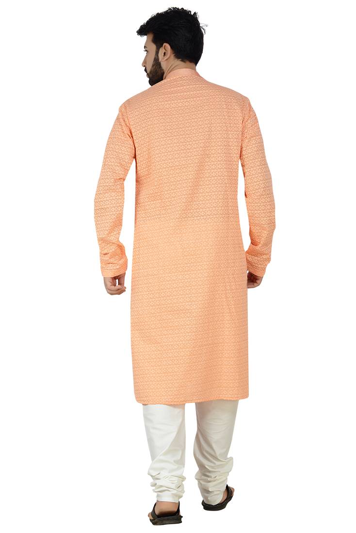 Peach Stylish Embroidery Kurta Set