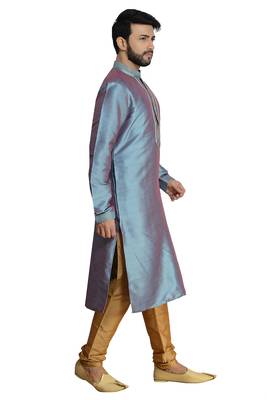 teal Stylish Silk Kurta Set 2
