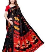 black printed art silk sarees saree with blouse