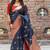 Navy blue woven banarasi silk saree with blouse