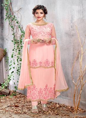 Baby-pink embroidered net salwar 1