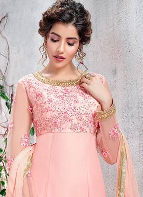 Baby-pink embroidered net salwar 2
