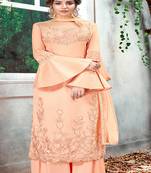 Peach embroidered silk salwar