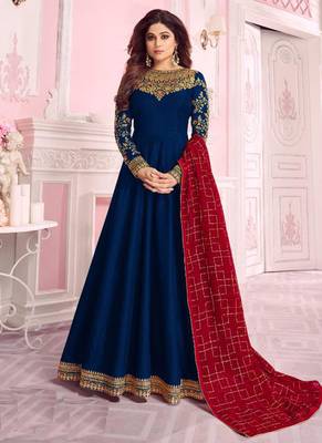 Blue embroidered silk salwar 1